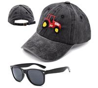 FCXVXCL Tractor Casquette de Baseball pour Enfant,Tractor Casquette et Lunettes de Soleil Chapeau de Soleil Casquettes Broderie de Baseball Réglable for Enfants 3-8 Years Old
