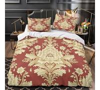 FCYHRALCR Motif Floral orné 3D Imprimé Drap de Couette Microfibre éclair dissimulé décor Baroque Classique Housse de Couette 2 taies éclair Couples Famille Single (135x200cm)