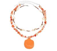 Fcyonixee Boho Beach Collier d'été pour femme avec pendentif en coquillage avec perles en pierre naturelle et coquillage de cauris pour les vacances, one size, Métal, Pas de gemme