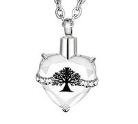 FCZDQ Collier avec pendentif arbre de vie en forme de cœur avec pierre de naissance, Acier inoxydable, Pas de gemme