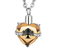 FCZDQ Collier avec pendentif arbre de vie en forme de cœur avec pierre de naissance, Acier inoxydable, Pas de gemme