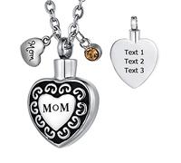 FCZDQ Collier funéraire en acier inoxydable avec pendentif en forme de cœur avec inscription « Mom in Heart »