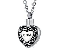 FCZDQ Collier funéraire « Mom in Heart » en acier inoxydable avec pendentif urne commémorative