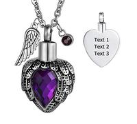 FCZDQ Pendentif urne funéraire avec pierre de naissance en aile d'ange, Acier inoxydable, Pas de gemme