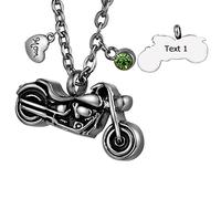 FCZDQ Pendentif urne funéraire pour moto, Acier inoxydable, Pas de gemme