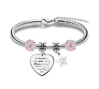 FCZIVA Bracelets Maman Cadeau D'Anniversaire Cadeau Noël Présents Fête Des Mères Action de Grâce AppréCie Citations Gravées Bijoux Journée En Famille Rappel L'Amour Charm étoile Souvenir