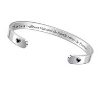 FCZIVA Bracelets Manchette Marraine Cadeaux de Noël Appréciez Réglables Citations Femmes Gravées Bijoux d'Anniversaire Fête des Mères Journée Famille Personnalisée Accompagner Souvenir