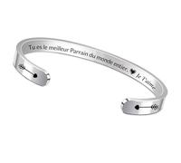 FCZIVA Bracelets Manchette Parrain Cadeaux de Noël Apprécier Réglables Citations Gravé Hommes Bijoux d'Anniversaire Fête des Pères Journée Personnalisée Accompagner Souvenir Génial