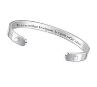 FCZIVA Bracelets Manchette Professeur Cadeaux de Noël Apprécier Réglables Citations Gravé Homme Bijoux d'Anniversaire Journée des Enseignants Diplôme Personnalisé Accompagner Souvenir Génial