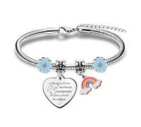 FCZIVA Charm Poignet Bracelets Enseignant Apprécier Cadeaux de Noël d'anniversaire Jour des Professeures Merci Bijoux Tuteur Retraite Graduation Charme floral significatif Bracelets