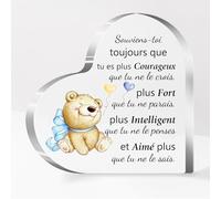 FCZIVA Coeur Acrylique Plaque Ours Frère Ami Obtention du Diplôme Cadeaux Source Inspiration Hommes Fils Anniversaire Signes Encourager Petit-Fils Noël Neveu Famille Jour Mari Souvenirs