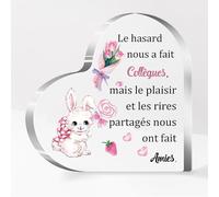 FCZIVA Collègue Amie Acrylique Plaque Coeur Ornements Femmes Cadeaux D’anniversaire Bureau Signes Amitié Apprécier Noël Retraite Adieu Présent Décoration Maison Souvenirs Mignon Lapin Design