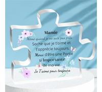 FCZIVA Grand-mère Acrylique Plaque Puzzle Ornements Femmes Fête des Mères Cadeaux Personnalisé Anniversaire Noël Maison Bureau Signes Décoration Mamie Retraite Apprécier Souvenir Mémé je T’aime