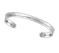 FCZIVA Mon Chéri Bracelets Manchettes Mari Cadeaux de Noël Apprécier Réglables Citations de Petit Ami Gravé Hommes Bijoux d'Anniversaire Personnalisé Saint-Valentin Accompagner Amour Souvenir