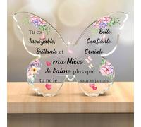 FCZIVA Nièce Acrylique Plaque Ornements Papillon Femmes Cadeaux Anniversaire Bureau Signe Apprécier Noël Décoration Maison Obtention du Diplôme Rappel Famille Jour Je T’Aime Souvenirs Fleurs