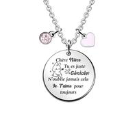 FCZIVA Nièce Pendentif Colliers Cadeaux de Noël Inspirant Chaîne Réglable Apprécier Citations Gravé Femmes Bijoux d'Anniversaire Personnalisé Graduation Accompagner Souvenir Géniale