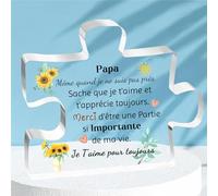 FCZIVA Papa Acrylique Plaque Puzzle Ornements Hommes Fête des Pères Cadeaux Personnalisé Anniversaire Noël Maison Bureau Signes Décoration Père Retraite Apprécier Souvenir Je T’Aime