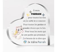 FCZIVA Parrain Acrylique Plaque Coeur Ornements Hommes Fête des Pères Cadeaux Bureau Signe Chat Personnalisé Anniversaire Noël Décoration de la Maison Retraite Merci Apprécier Souvenir