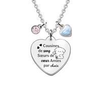 FCZIVA Pendentif Colliers Cousine Cadeaux de Noël Inspirants Réglables Apprécier Citations Gravées Femmes Filles Bijoux d'anniversaire Diplôme Personnalisé Motivation Accompagner Mignon Souvenir