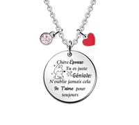 FCZIVA Pendentif Colliers Femme Cadeaux de Noël Apprécier Chaîne Réglable Âme Soeur Citations Gravées Bijoux d'anniversaire Personnalisé Saint-Valentin Motivation Accompagner Amour Souvenir
