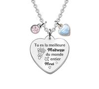 FCZIVA Pendentif Colliers Maîtresse Cadeaux de Noël Appréciez Chaîne Réglable Citations Femmes Gravées Bijoux d'Anniversaire Journée des Enseignants Personnalisé Accompagner Souvenir Géniale