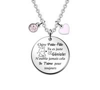 FCZIVA Petite-fille Pendentif Colliers Cadeaux de Noël Inspirant Chaîne Réglable Apprécier Citations Gravé Femmes Bijoux d'Anniversaire Personnalisé Graduation Accompagner Souvenir Géniale
