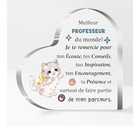 FCZIVA Professeur Acrylique Plaque Coeur Ornements Hommes Jour de l’Enseignant Cadeaux Bureau Signe Apprécier Obtention du Diplôme Noël Décoration Maison Anniversaire Retraite Merci Maître Souvenirs