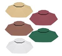 FCZVWPR Auvent Polygonal À Double Couche, Couvre-Parapluie De Marché, 270cm/8.8ft, 300cm/9.8ft, for Terrasse De Jardin, Cour, Patio (auvent De Toit Uniquement)(Khaki,270cm/8.8ft)