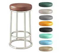 FCZVWPR Chaises De Bar À Hauteur De Comptoir De Cuisine, Tabouret De Comptoir sans Dossier, Tabouret Rond en Acier Galvanisé Durable, Coussinets De Pieds sans Bruit(Browns,68cm)