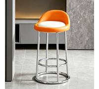 FCZVWPR Tabouret De Comptoir, Chaise De Bureau De Direction Haute, Tabourets De Bar Hauts, Structure en Métal, for Îlot De Cuisine, Réception, Café, Vestiaire(Orange+White,High 55CM)
