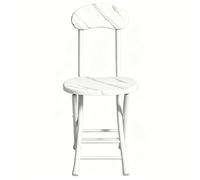 FCZVWPR Tabourets Pliants, Chaise D'appoint À Cadre en Métal, Chaises De Tabouret en Hauteur, Dossier Ouvert Incurvé, for Bar, Cuisine, Salon, Jardin, Camping, Pêche(White Marble)