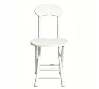 FCZVWPR Tabourets Pliants, Chaise D'appoint À Cadre en Métal, Chaises De Tabouret en Hauteur, Dossier Ouvert Incurvé, for Bar, Cuisine, Salon, Jardin, Camping, Pêche(White)