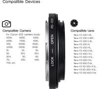 FD-EOS Adaptateur de fixation d'objectif Bague d'adaptation de l'objectif de l'appareil photo avec mise au point optique en verre Infinity FD Objectif pour EOS EF Corps de montage pour Canon 450D 50D