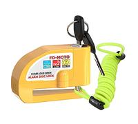 FD-MOTO 110dB Antivol Serrure de Moto Bloque Disque Alarme 7mm Jaune + 1.5m Câble pour Moto Vélo VTT Scooter