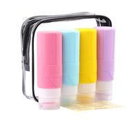 FDADVAN Flacon Voyage en Silicone - 4PCS Contenant Voyage 100ml - Mini Bouteille pour Shampoing,Lotion,Gel Douche,Kit Travel Produit Toilette(Macaron)