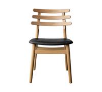 FDB Møbler Chaise J48 Oak nature lacquered-black leather