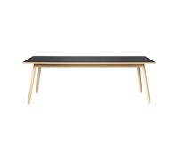 FDB Møbler Table à manger C35C 95x220 cm Linoléum noir - chêne naturel. vernis à base d’eau