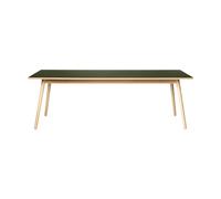 FDB Møbler Table à manger C35C 95x220 cm Linoléum olive - chêne naturel. vernis à base d’eau