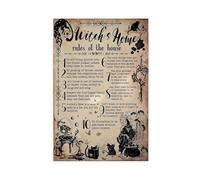 FDBEKPJY Impression sur toile motif chat sorcière 39 S Home Rules of the House pour Halloween 30 x 45 cm