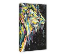 FDBEKPJY Impression sur toile représentant des lions jumeaux - Motif animal coloré - 30 x 45 cm