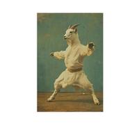 FDBEKPJY Poster humoristique sur toile Motif chèvre faisant des arts martiaux 50 x 75 cm