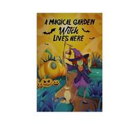 FDBEKPJY Poster sur toile « A Magical Garden Witch Lives Here » - Décoration de chambre à coucher - 60 x 90 cm