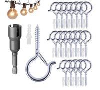 FDBTYJN Crochet 10 À 50 Crochets Carrés. | Plafond de jardin de cour avec boucle for accrocher des guirlandes lumineuses à l'extérieur(Silver)