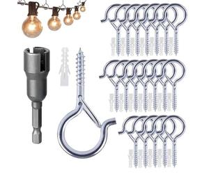 FDBTYJN Crochet 10 À 50 Crochets Carrés. | Plafond de jardin de cour avec boucle for accrocher des guirlandes lumineuses à l'extérieur(Silver)
