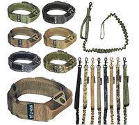 FDC Collier de tactique de chien avec leash Bungee Poignée Heavy Duty d'entraînement militaire Armée Molle Largeur 1,5 en plastique Boucle Crochet et passant, XXL: Neck 18" - 20", Military Brown