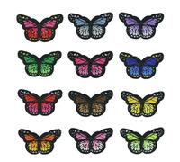 FDCGAS 12 Pcs Papillons Patchs Multicolores au Hasard mélange Patch Fait Manuel Assorties repassant ou Coudre brodée Thermocollant pr DIY pour vêtements Jeans Sac Chapeau Chaussures