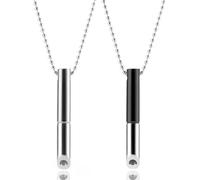 FDCGAS 2 PCS Outils D'aide, Collier Anti-Anxiété Pour Collier De Respiration (Noir Et Acier Inoxydable, Unisex, 61 cm)