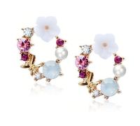 FDCGAS Boucle d'oreille Fleur - 1 Paire Boucles d'oreilles, Prévenir Les Allergies Zircon Femmes Boucles d'oreilles Stud, avec Le Papillon Jolie Fleurs Colorées Pearl, Party, Mariages
