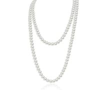 FDCGAS Collier Perle Femme -1 pcs 1920 Collier de Perles,Long Collier en Perles d'imitation Tendance de Style Collier Long de Fausses Perles pour Mariage Fiançailles,Collier des Perles Blanc(150 cm)