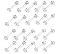 FDCGAS Piercing- 20 pcs Effacer Piercing Plastique UV Flexible Acrylique Labret Bague à Lèvres Tragus Helix Cartilage Boucle d'oreille Stud Barbell Piercing Bijoux